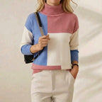 Cashmere Turtleneck Sweater with Color-Block