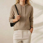 Cashmere Hoodie Sweater with Drawstring