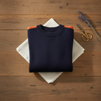 Cotton Sweater Dark Blue-Orange-Taupe