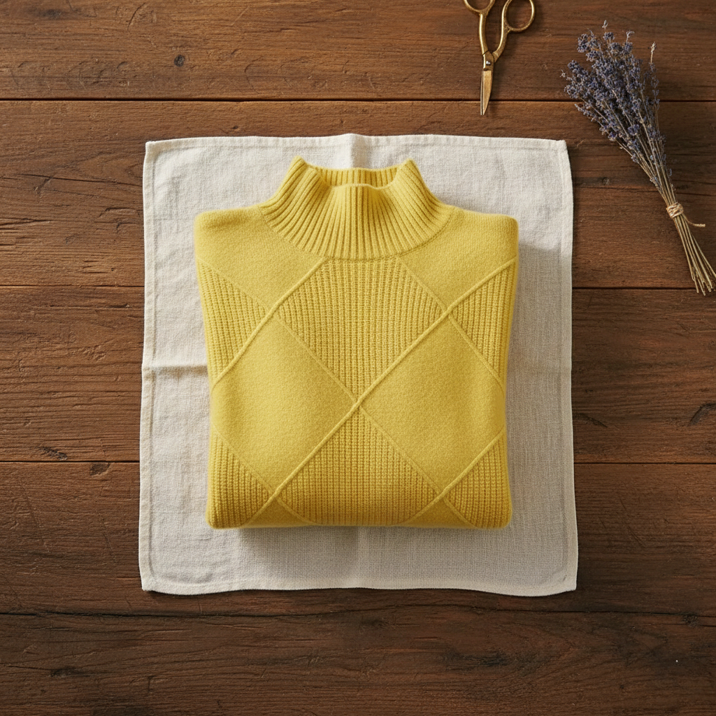 Cashmere Sweater with Woven Diamond Structure