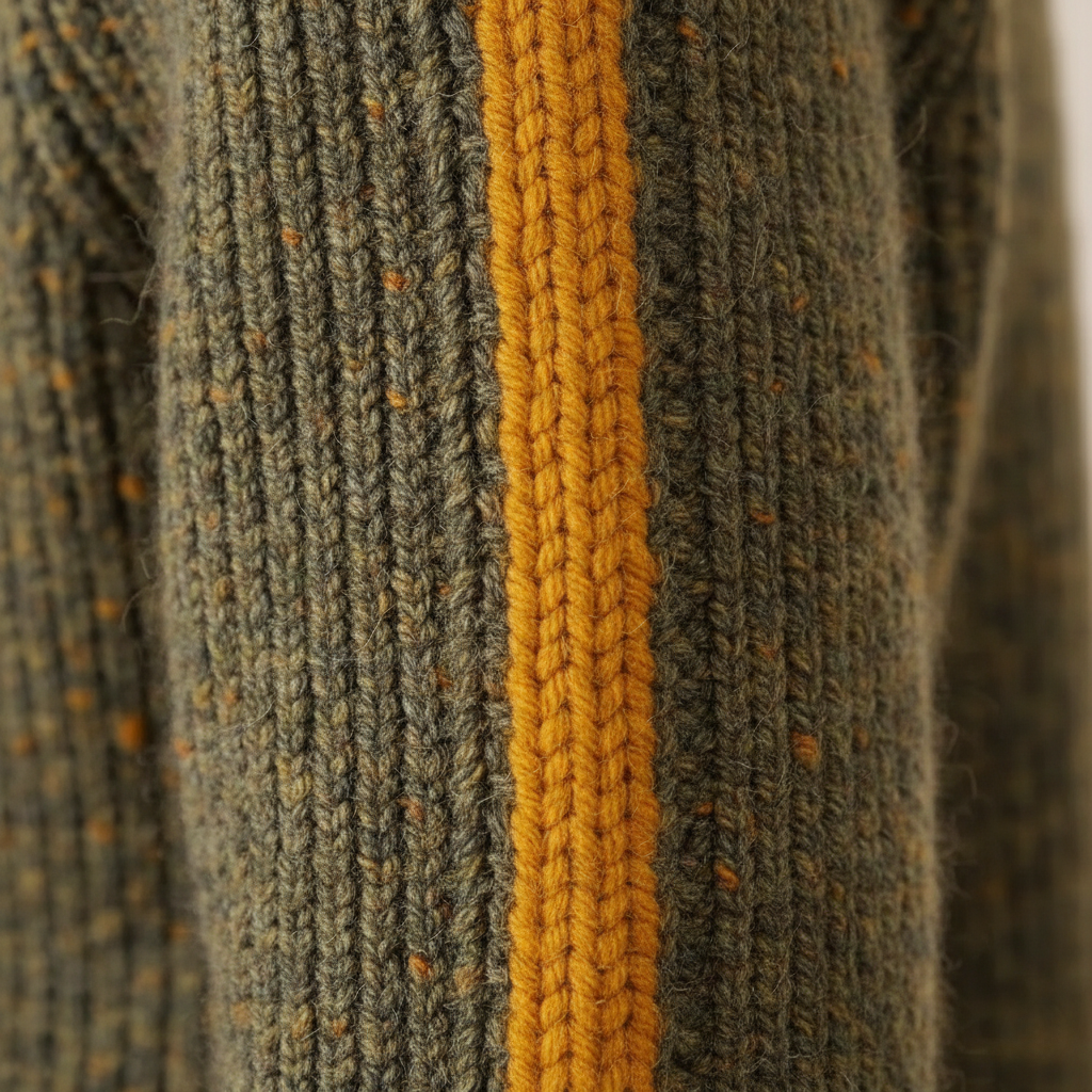Cashmere Ribbed Sweater Gray-Yellow