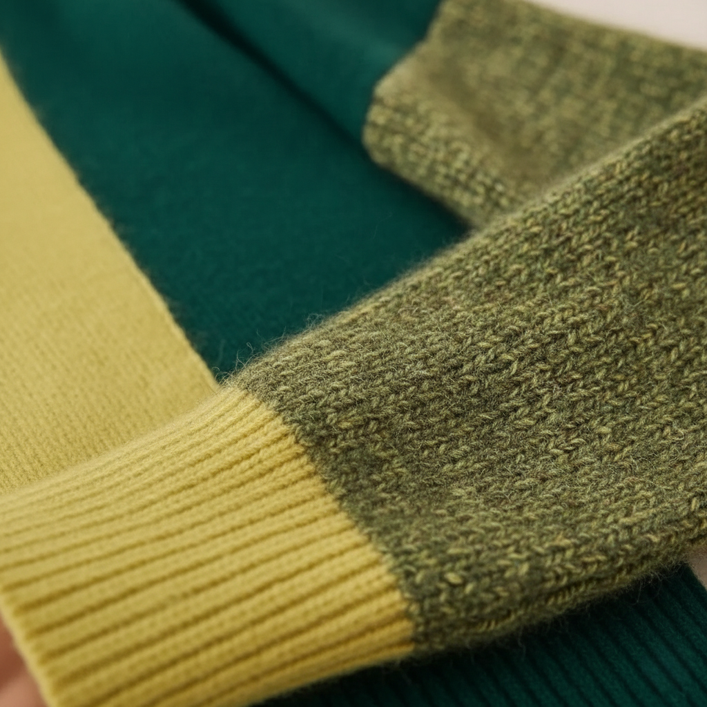 Cotton Turtleneck in Citrus and Emerald Green