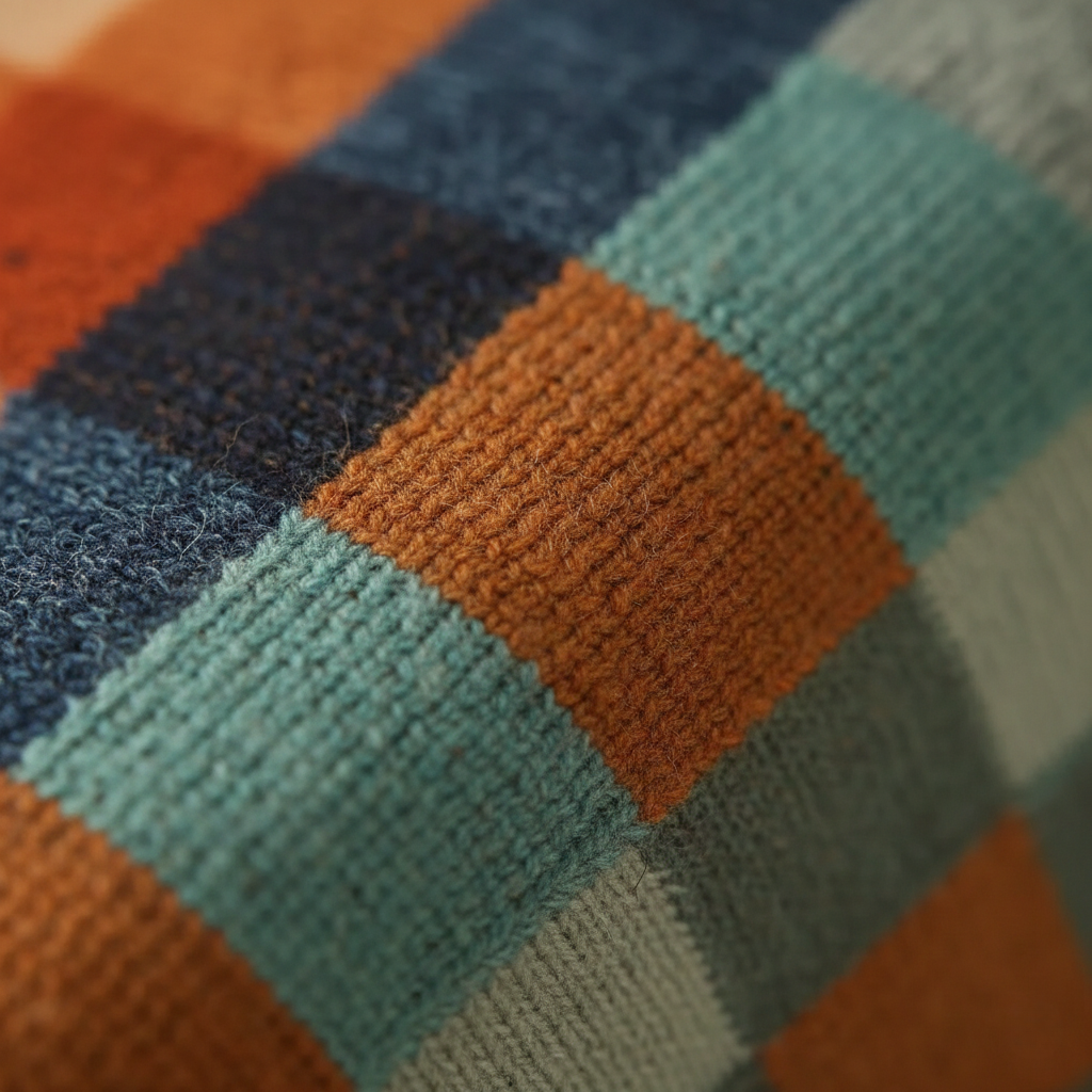 Cashmere Checkered Sweater in Autumn Colors