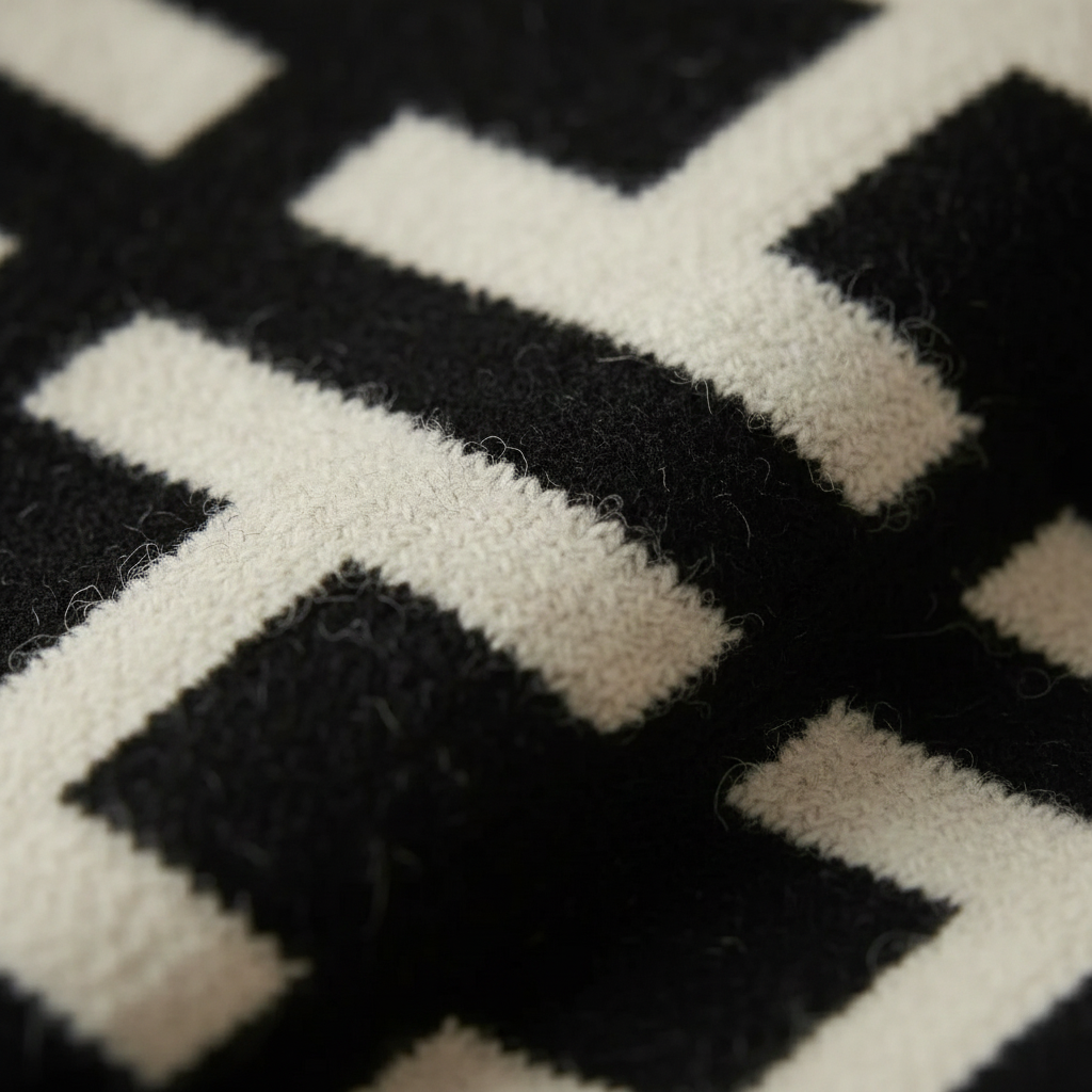 Cotton Sweater Black-White Abstract