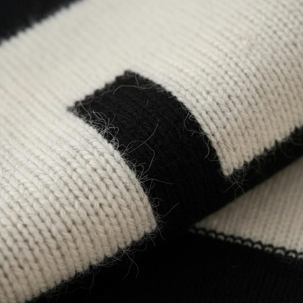 Cashmere Sweater with Geometric Block Pattern