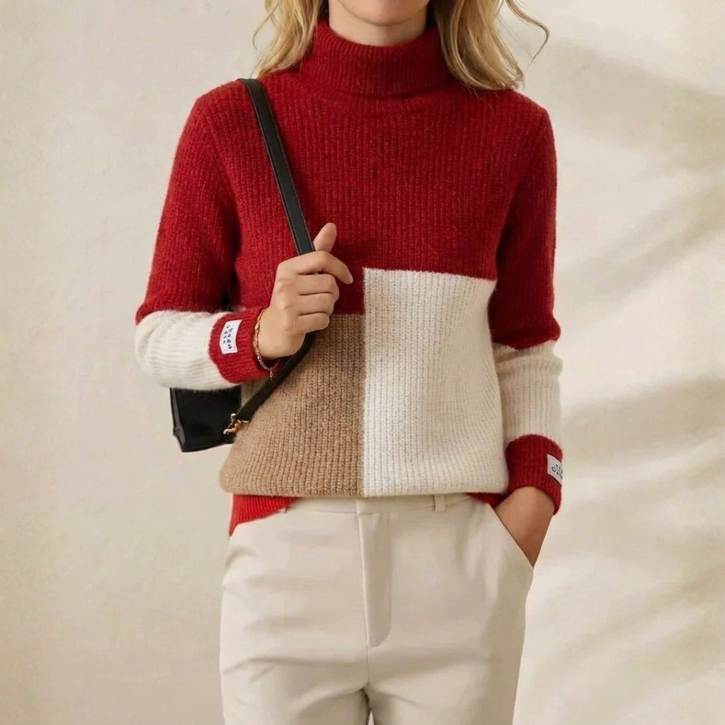Cashmere Turtleneck Sweater with Horizontal Stripes