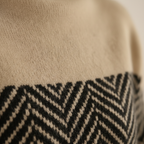 Cashmere Turtleneck Dark Blue with Zigzag Pattern