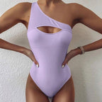 Audelia® | Bikini Color One-shoulder One-piece Swimsuit