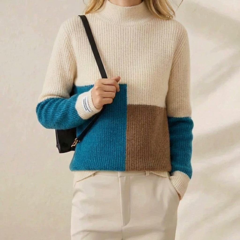 Cashmere Turtleneck Sweater with Horizontal Stripes