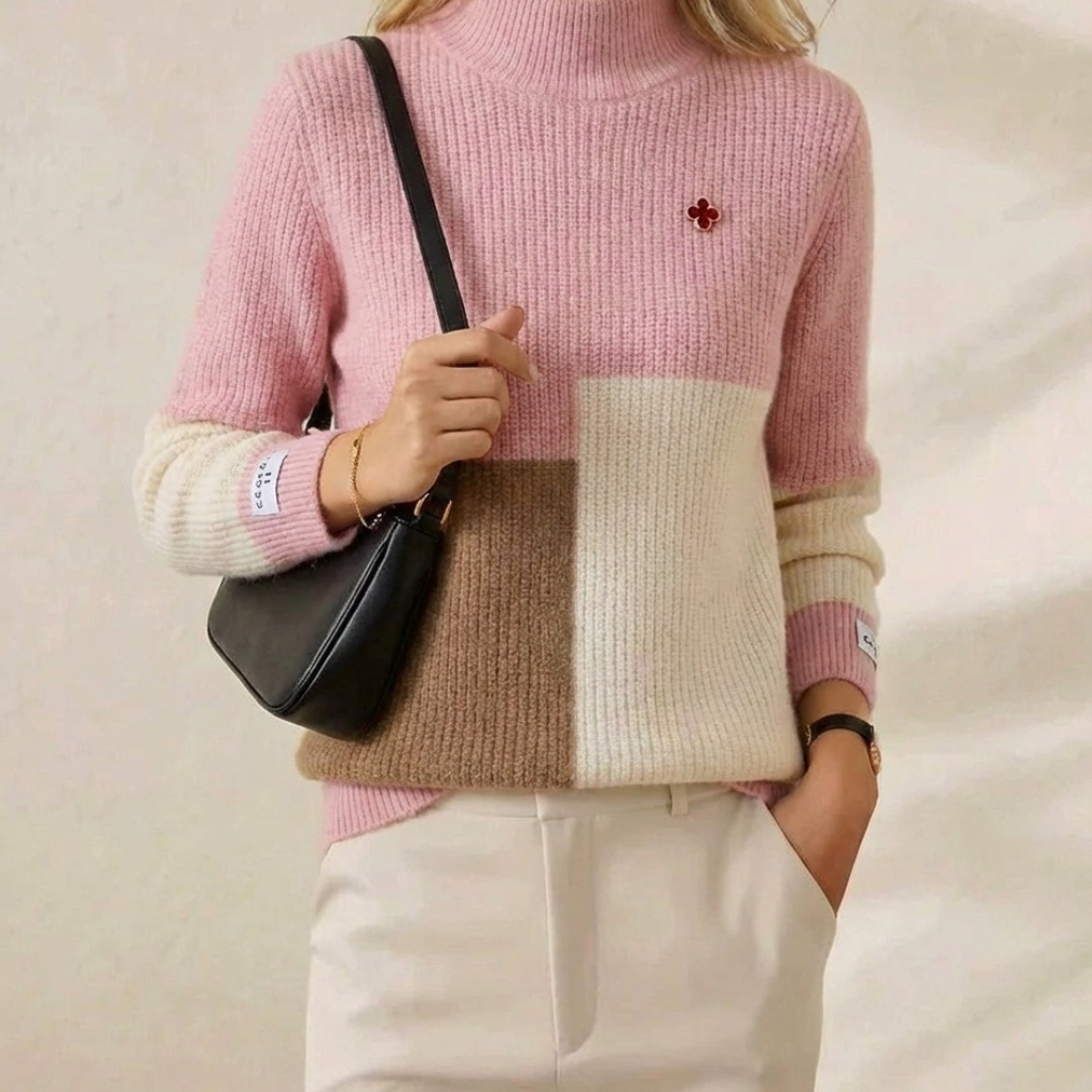 Cashmere Turtleneck Sweater with Horizontal Stripes