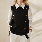 Cashmere Collared Vest Sweater with Double Buttons