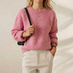 Bubblegum Bliss Crewneck Soft Pink Fluffy Knit Pullover