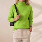 Citrus Pop Diamond Texture Turtleneck Pullover