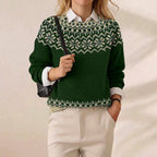 Evergreen Nordic Snowflake Yoke Crew Neck Pullover