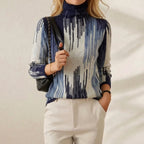 Cashmere Turtleneck with Abstract Marble Pattern