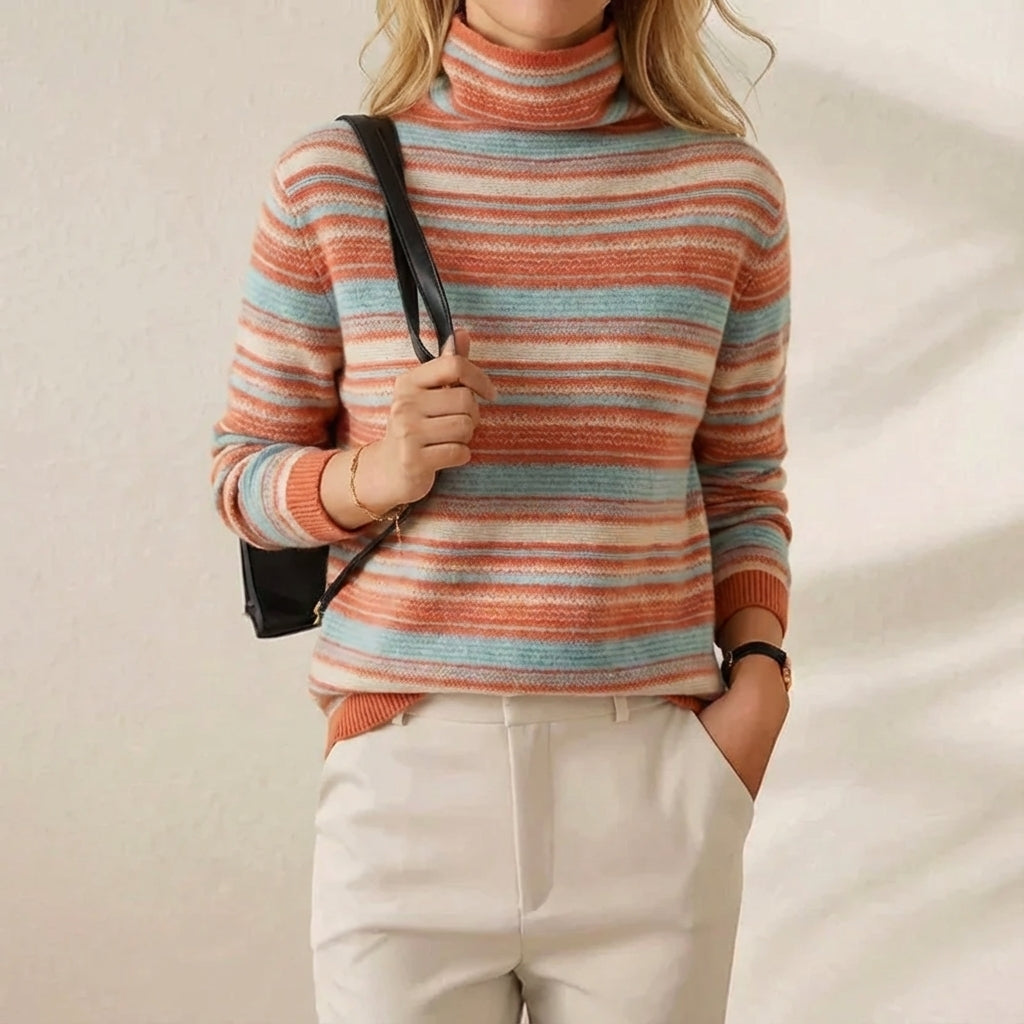 Cashmere Sweater with Horizontal Stripes