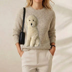 Cashmere Sweater Cream with White Poodle