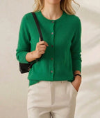 Cashmere Crew Neck Button Cardigan