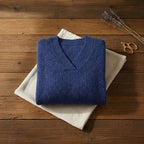 Sapphire V Neck Pullover Navy Ribbed Relaxed Fit Sweater