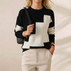 Cashmere Sweater with Geometric Block Pattern