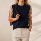 Cotton Sweater Dark Blue-Orange-Taupe