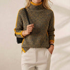 Cotton Ribbed Sweater Gray-Yellow
