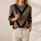 Cashmere Sweater with Chevron V-Pattern