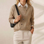 Cotton Cardigan with Diagonal Button Closure