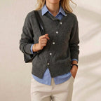 Cashmere Cardigan with Diagonal Button Closure
