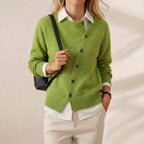Cashmere Cardigan with Diagonal Button Closure