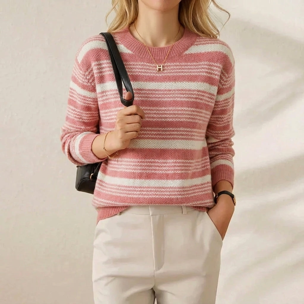 Cashmere Sweater with Horizontal Stripes