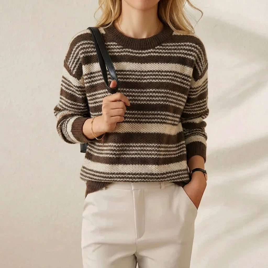 Cashmere Sweater with Horizontal Stripes