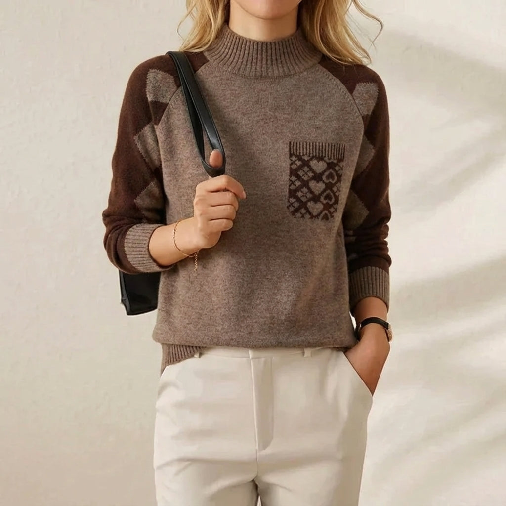 Cashmere Sweater with Quilted Pocket
