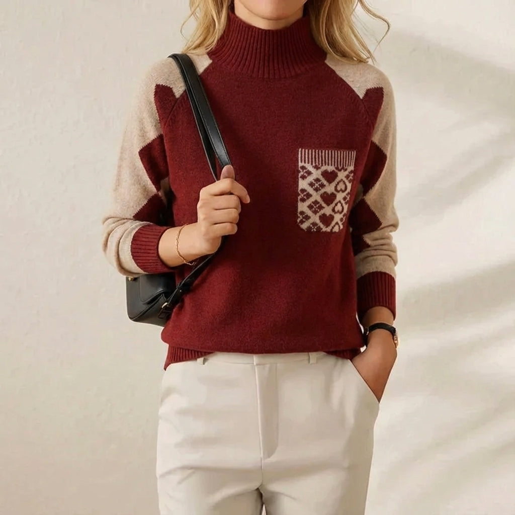 Cashmere Sweater with Quilted Pocket