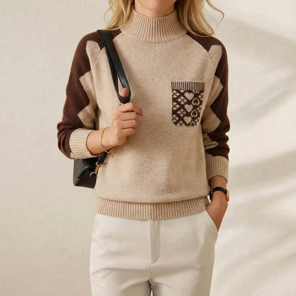 Cashmere Sweater with Quilted Pocket