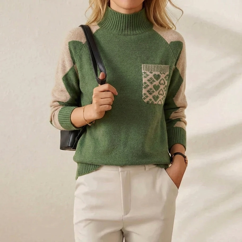 Cashmere Sweater with Quilted Pocket