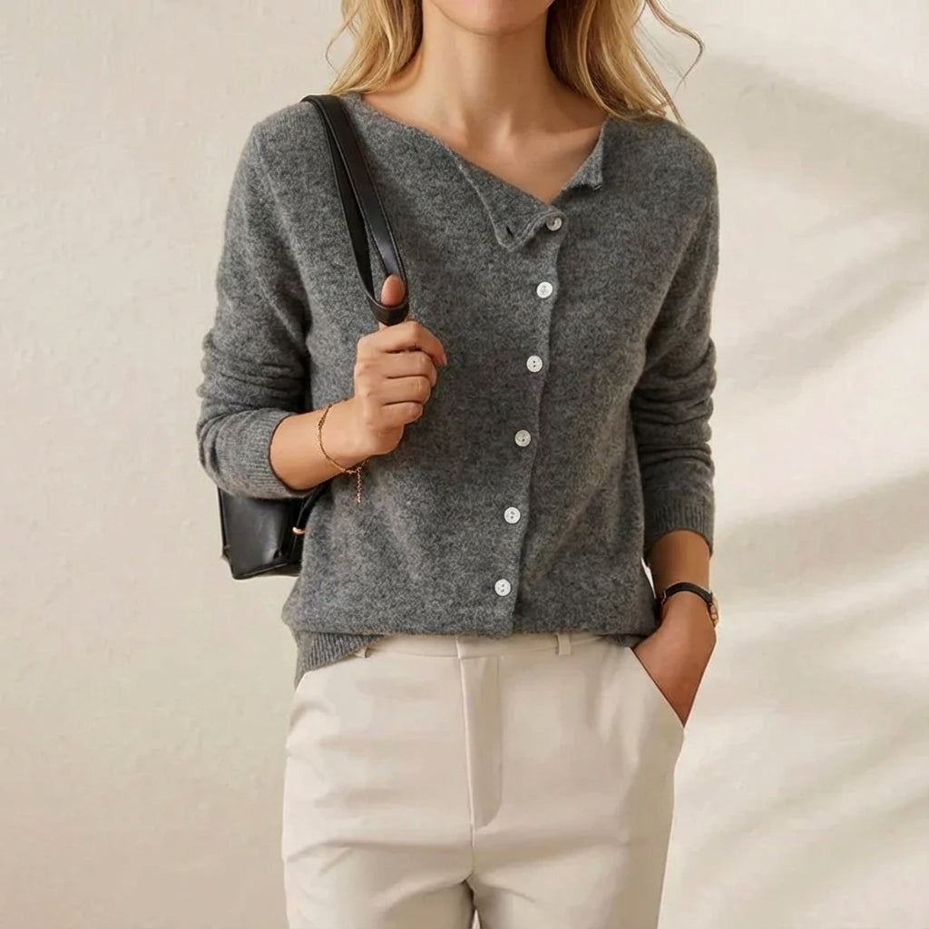 Cotton Button Cardigan Gray