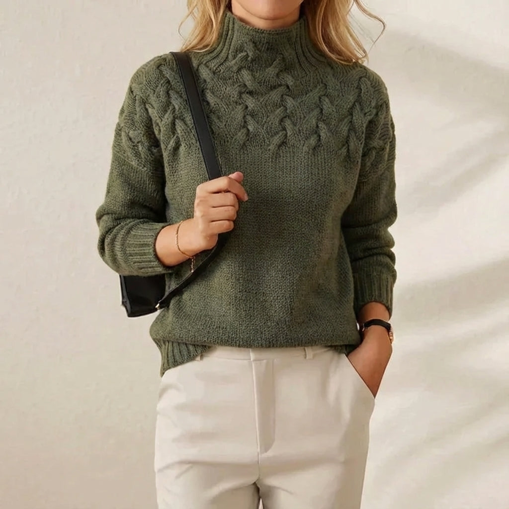 Cotton Cable Knit Turtleneck