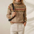 Cashmere Sweater with Brown Fair Isle Yoke