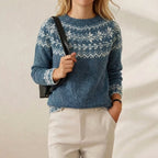 Cashmere Sweater with Gradient Ombre Blue Nordic