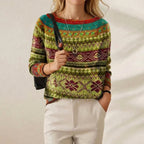 Cashmere Sweater Dark with Tribal Band Pattern