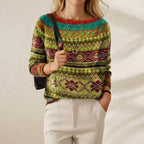 Cotton Sweater Dark with Tribal Band Pattern