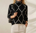 Cashmere Sweater with Diamond Chain Pattern