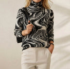 Cashmere Turtleneck with Swirl Pattern