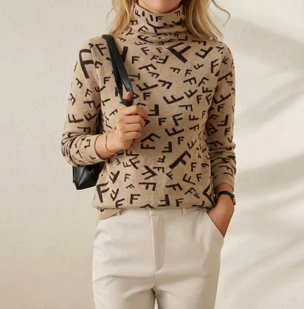 Cashmere Sweater with F-Pattern