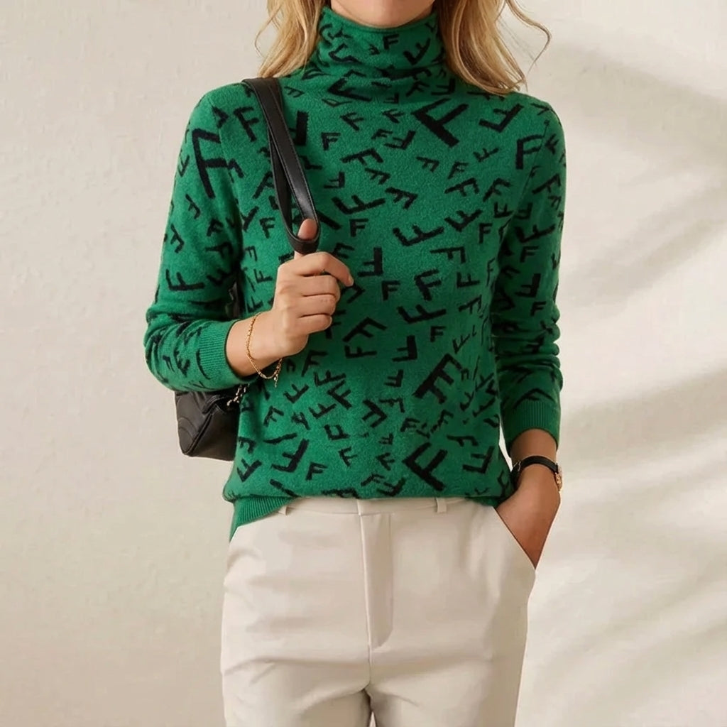 Cashmere Sweater with F-Pattern