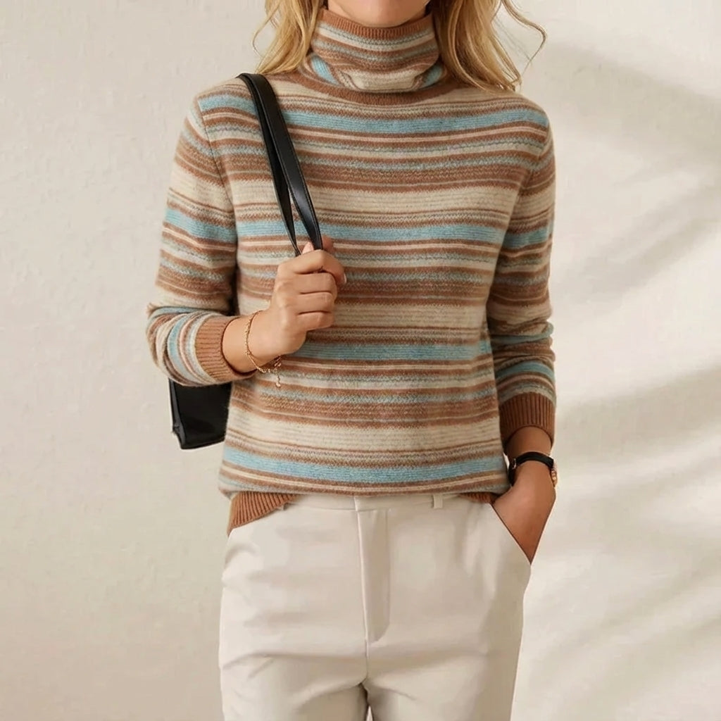 Cashmere Sweater with Horizontal Stripes