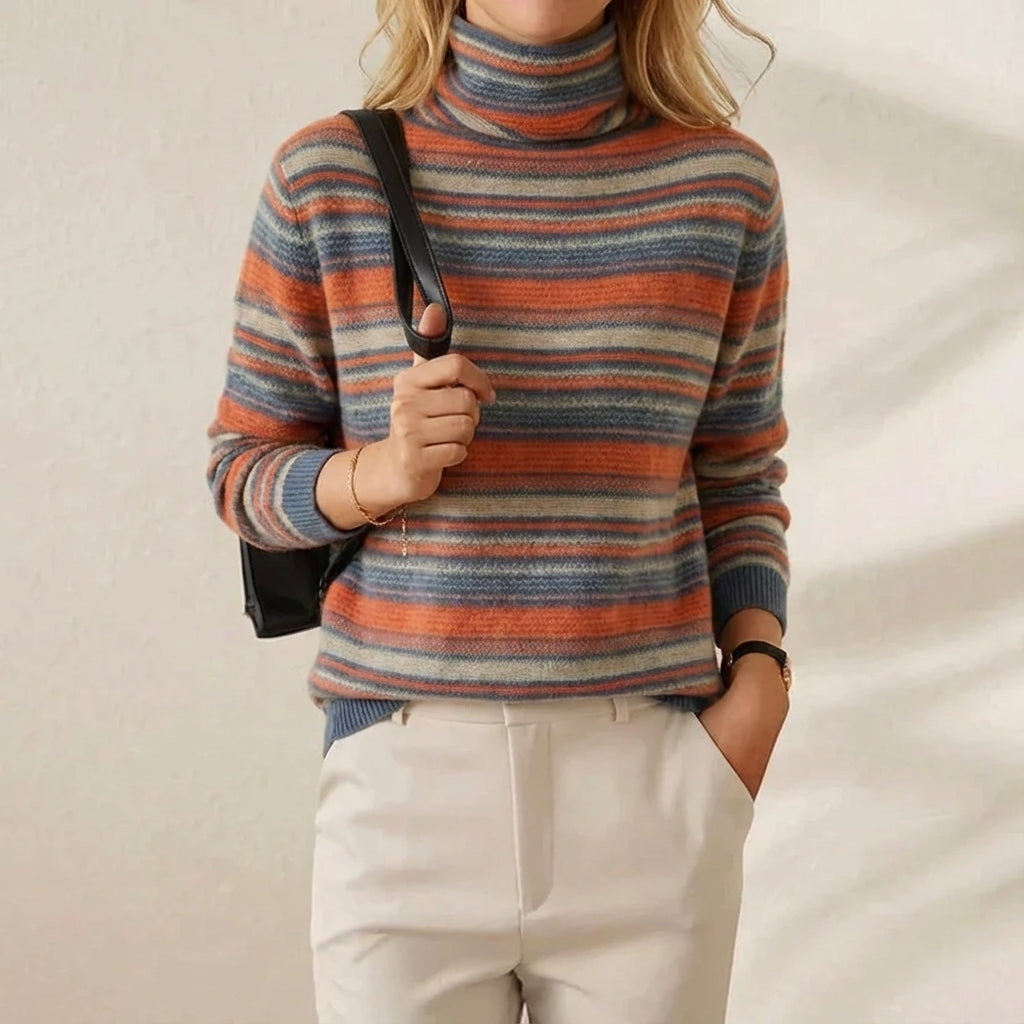 Cashmere Sweater with Horizontal Stripes