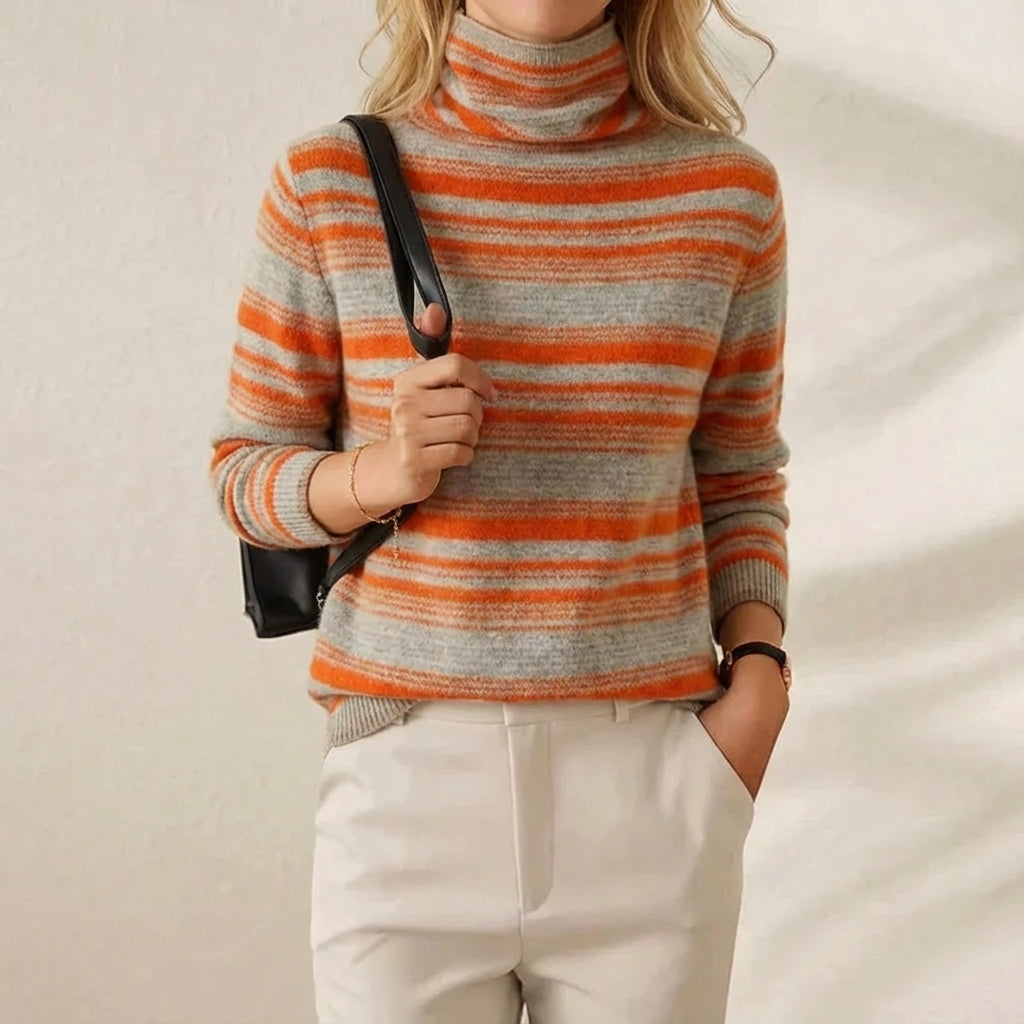 Cashmere Sweater with Horizontal Stripes