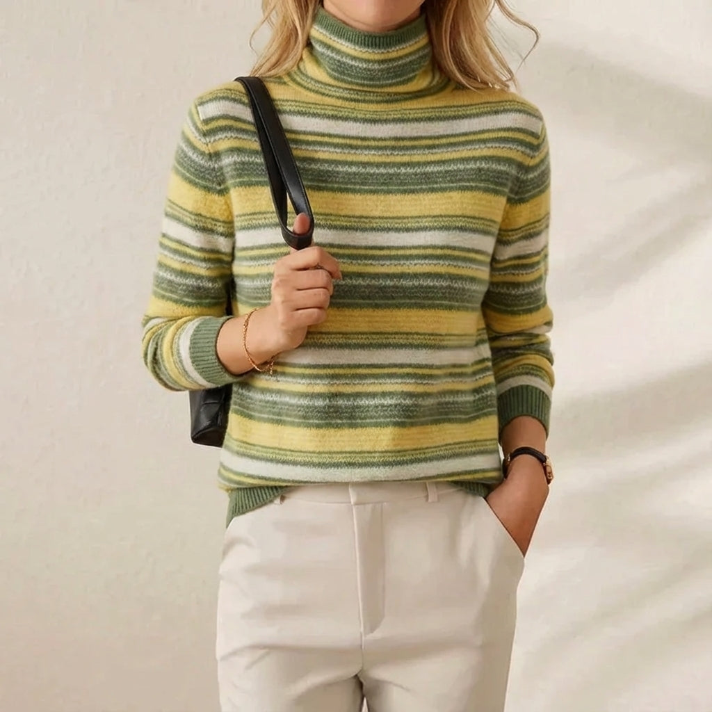 Cashmere Sweater with Horizontal Stripes
